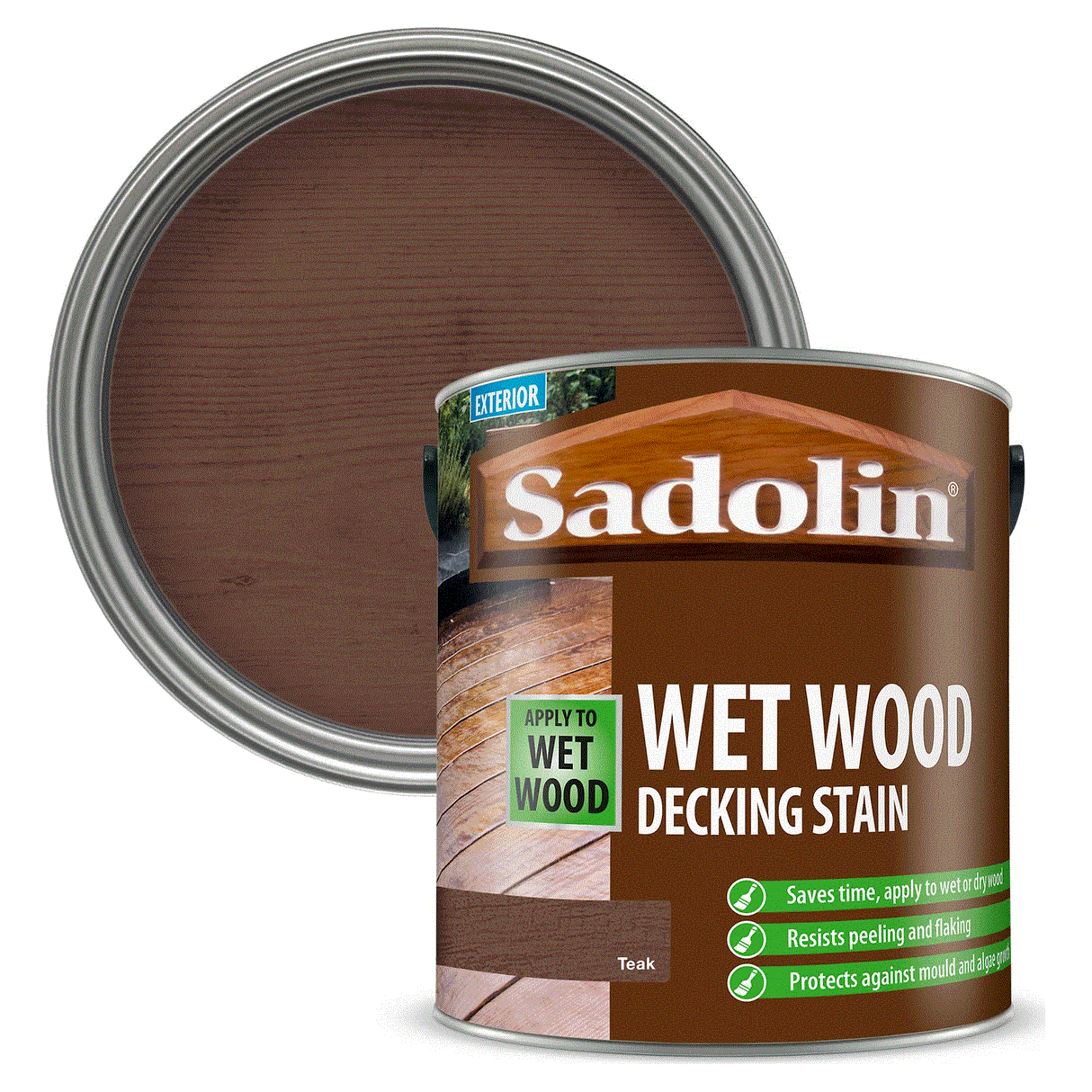 Sadolin Wet Wood Decking Stain Teak 2.5L