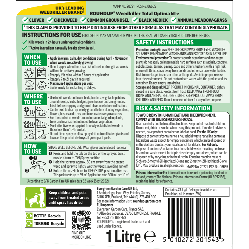 Roundup Total Optima Concentrate | 250ml