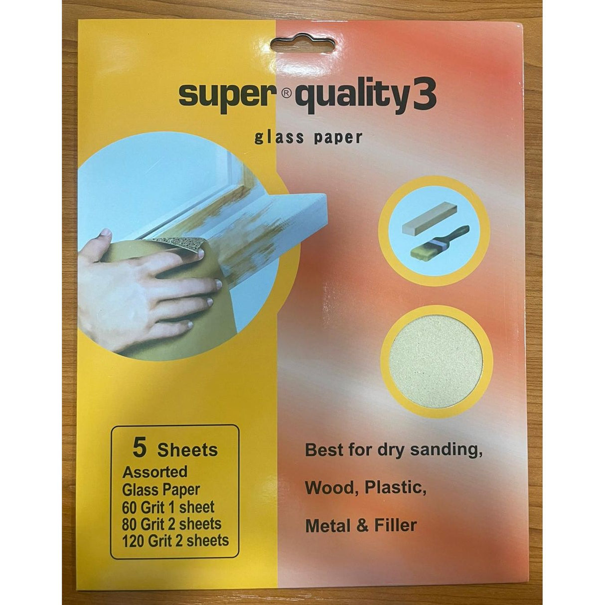 Super Quality 3 Glasspaper Sheet - Assorted Pack of 5