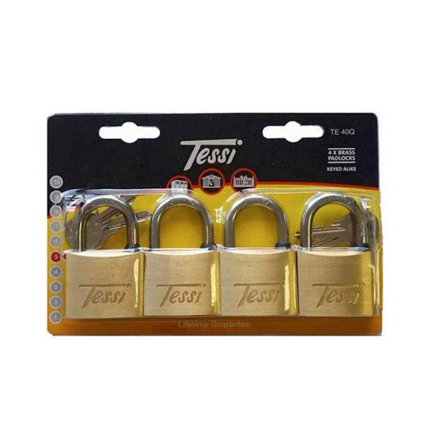 Tessi Solid Brass Padlocks Keyed Alike - 40MM | Pack of 4