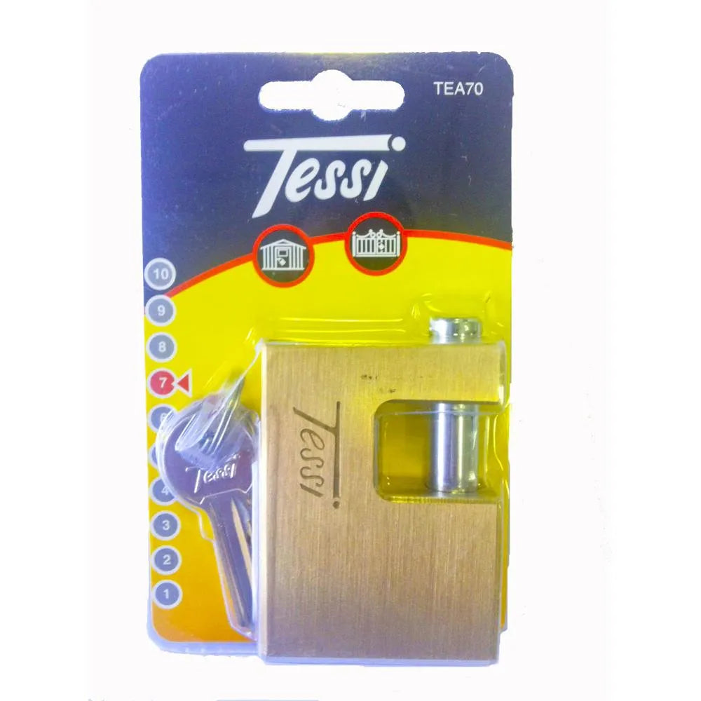 Tessi Rectangular Brass Padlock | 70mm TEA70