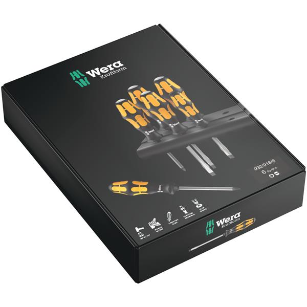 Wera 932/918/6 Screwdriver set Kraftform Wera: Chiseldriver and rack