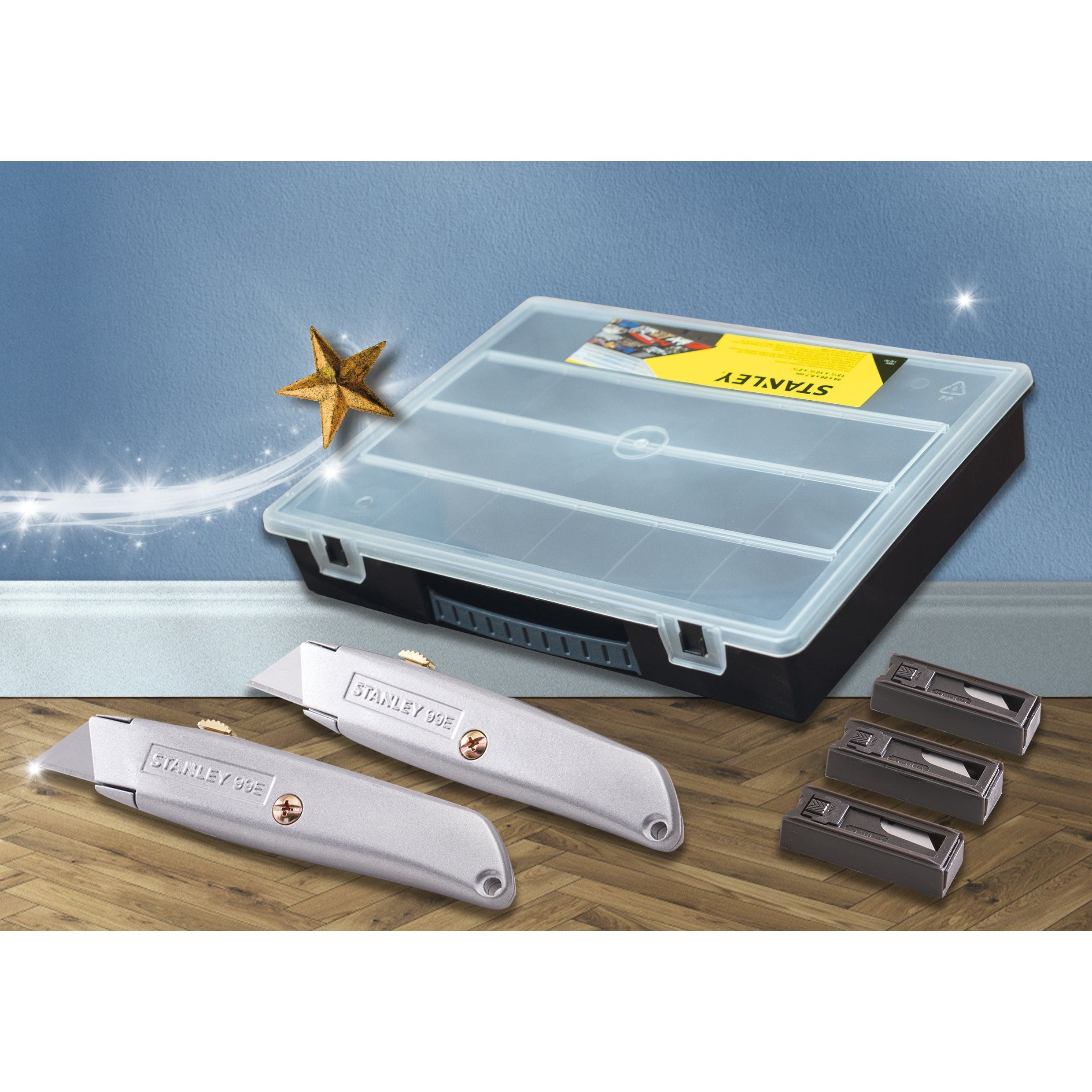 STANLEY® 99E Trimming Knife Twin Pack with 50 Spare Blades in Organiser