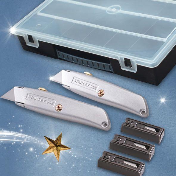 STANLEY® 99E Trimming Knife Twin Pack with 50 Spare Blades in Organiser