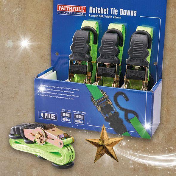 Faithfull 4 Piece Ratchet Tie Down Set
