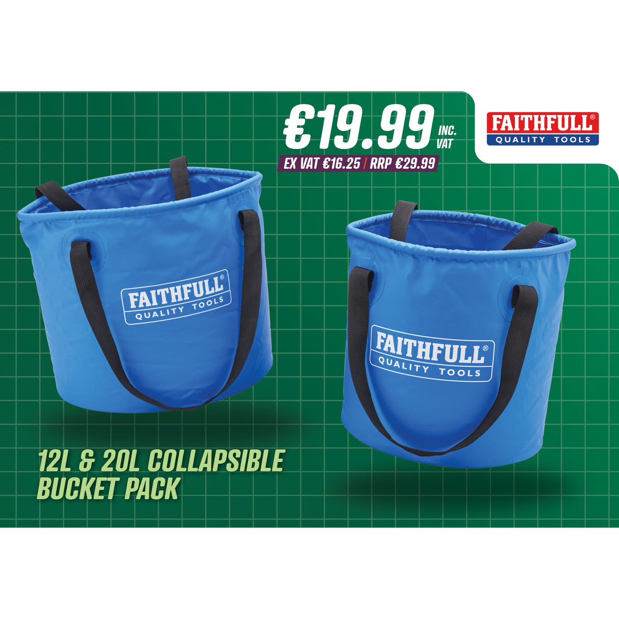 Faithfull 12L & 20L Collapsible Bucket Pack