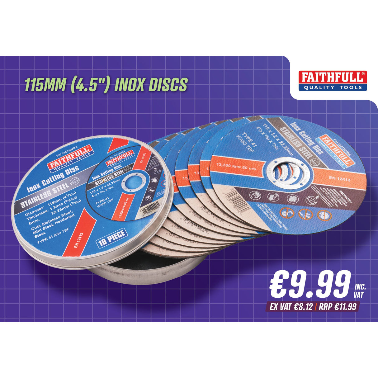 Faithfull 115mm (4.5") Inox Discs