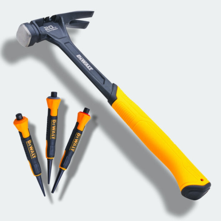 DeWalt 567G (20oz) Claw Hammer With Free 3 Piece Nail Set