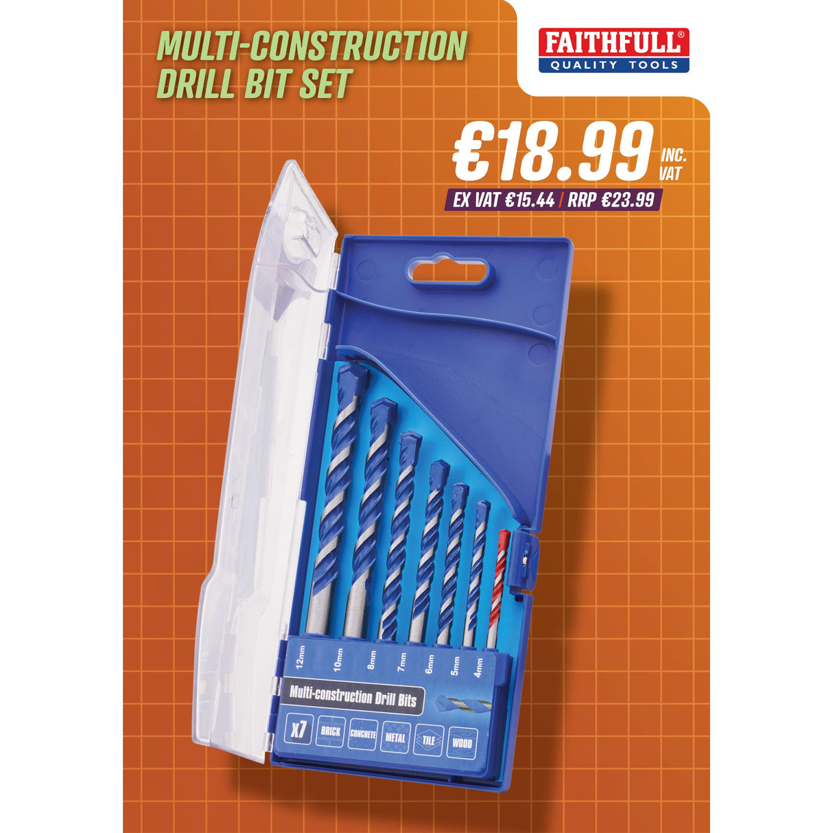 Faithfull Multi-Construction Drill Bit Set