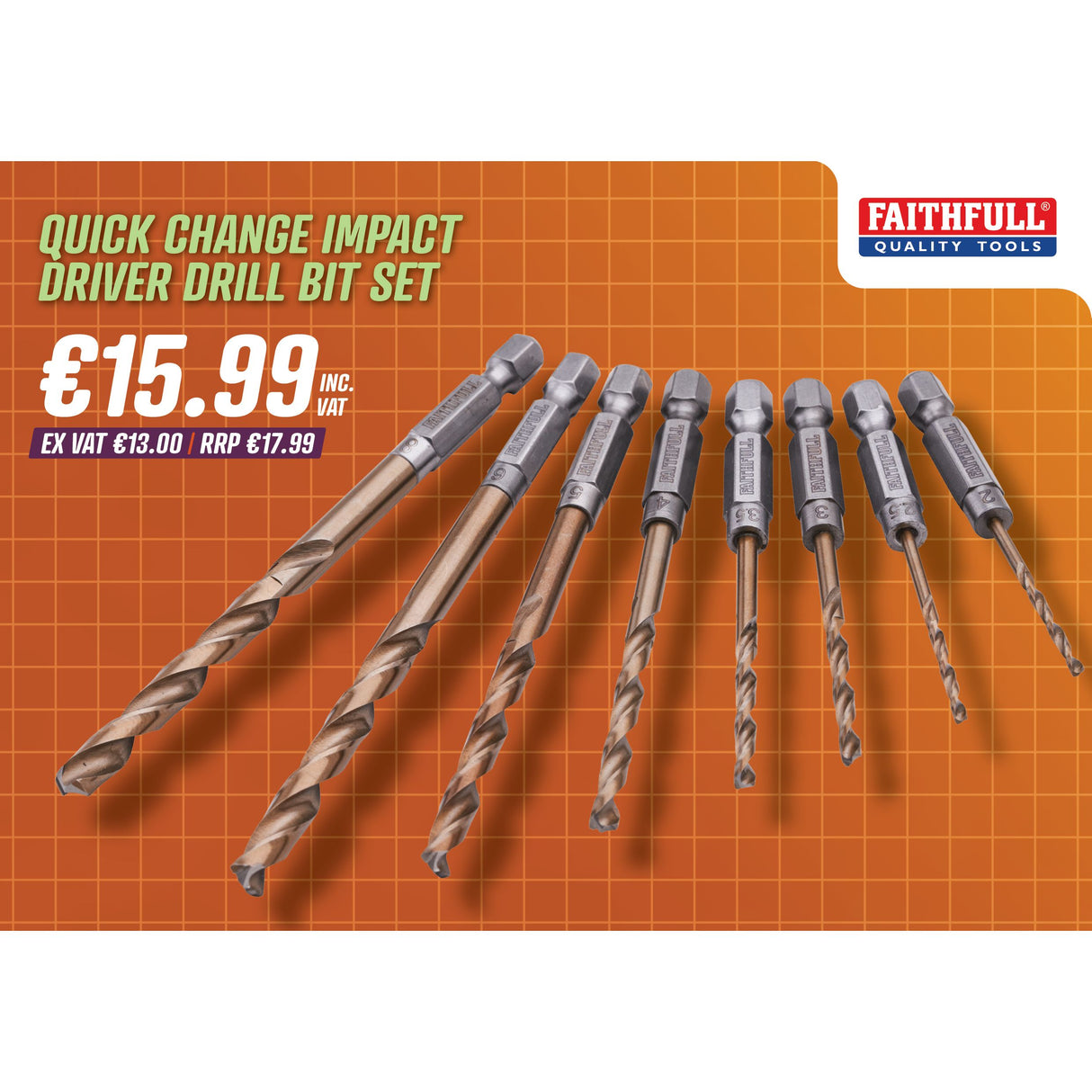 Faithfull Quick Change Impact Driver Drill Bit Set