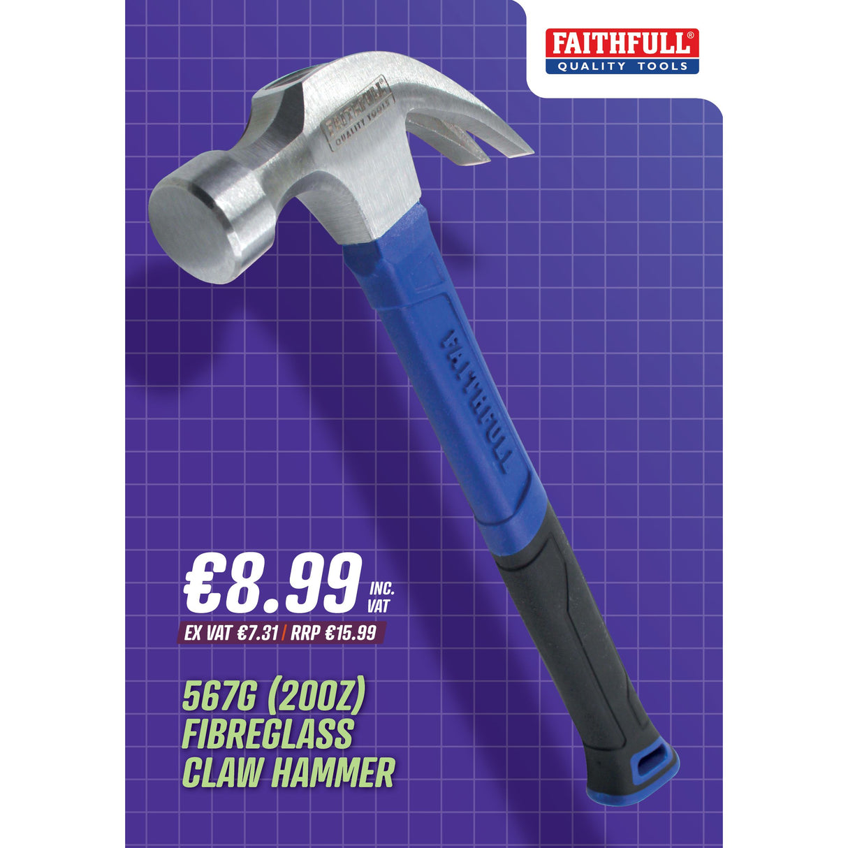 Faithfull 567G (20oz) Fibreglass Claw Hammer
