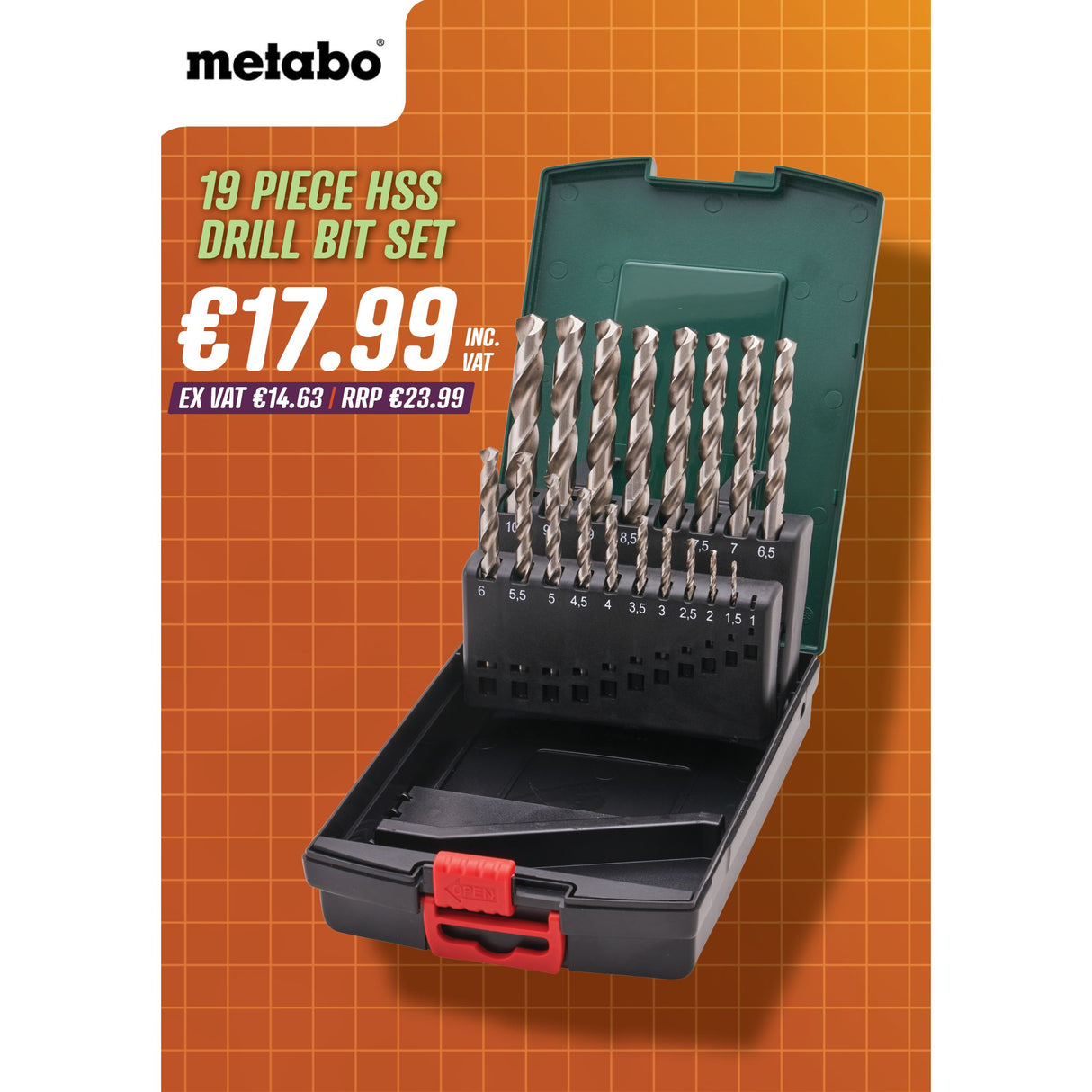 Metabo 19 Piece HSS Drill Bit Set