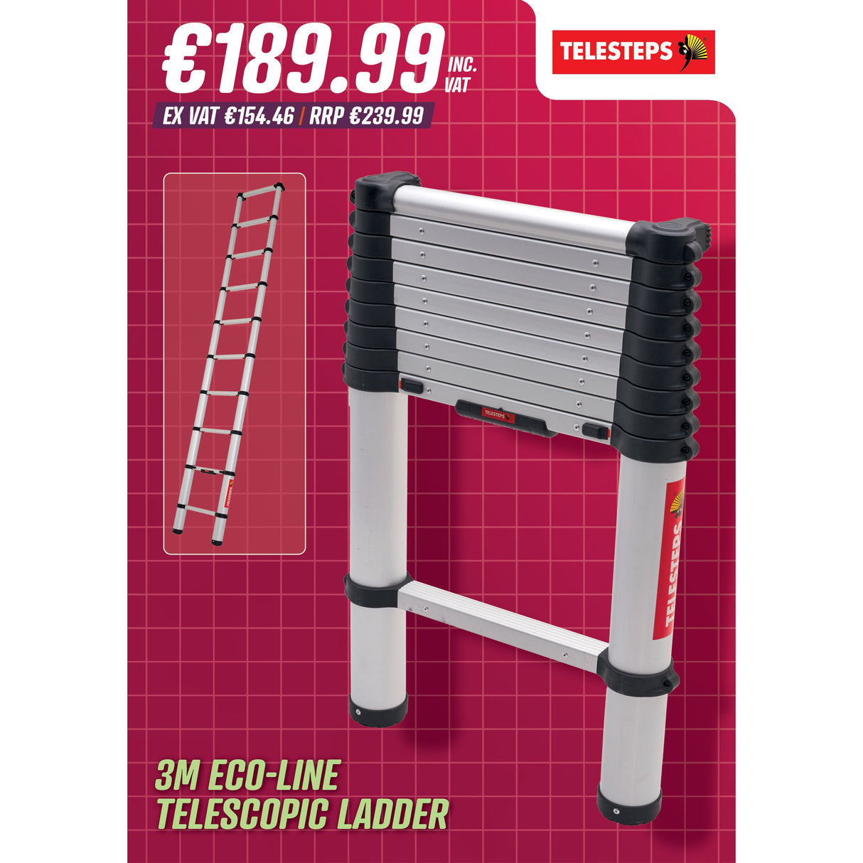 Telestep 3m Eco-Line Telescopic Ladder