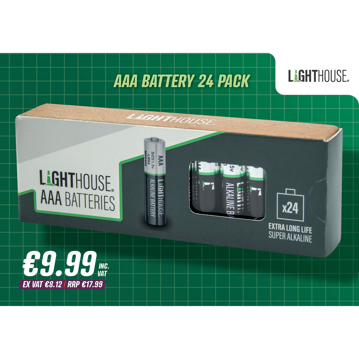 Lighthouse AAA Batteries | 24 Pack