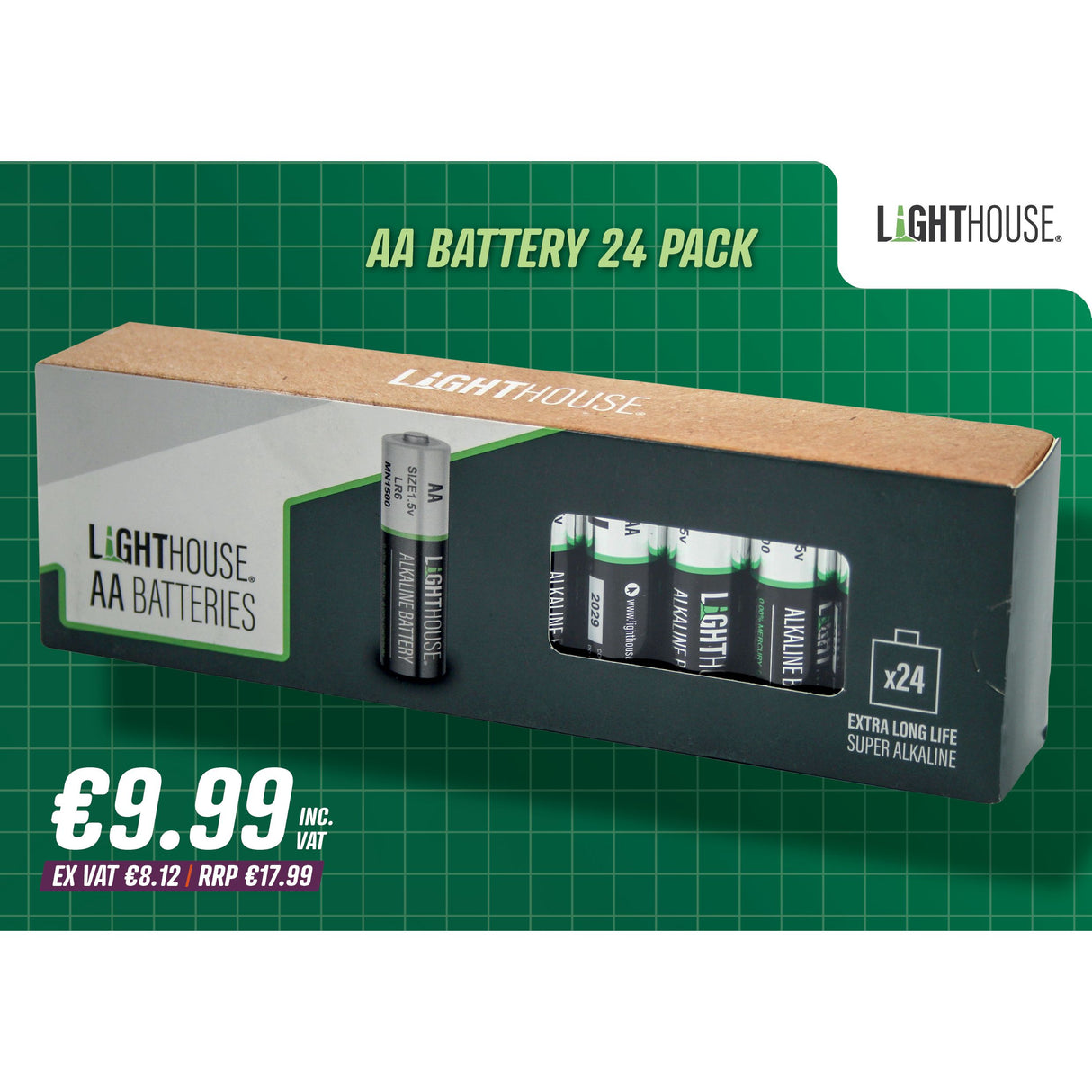 Lighthouse AA Batteries | 24 Pack