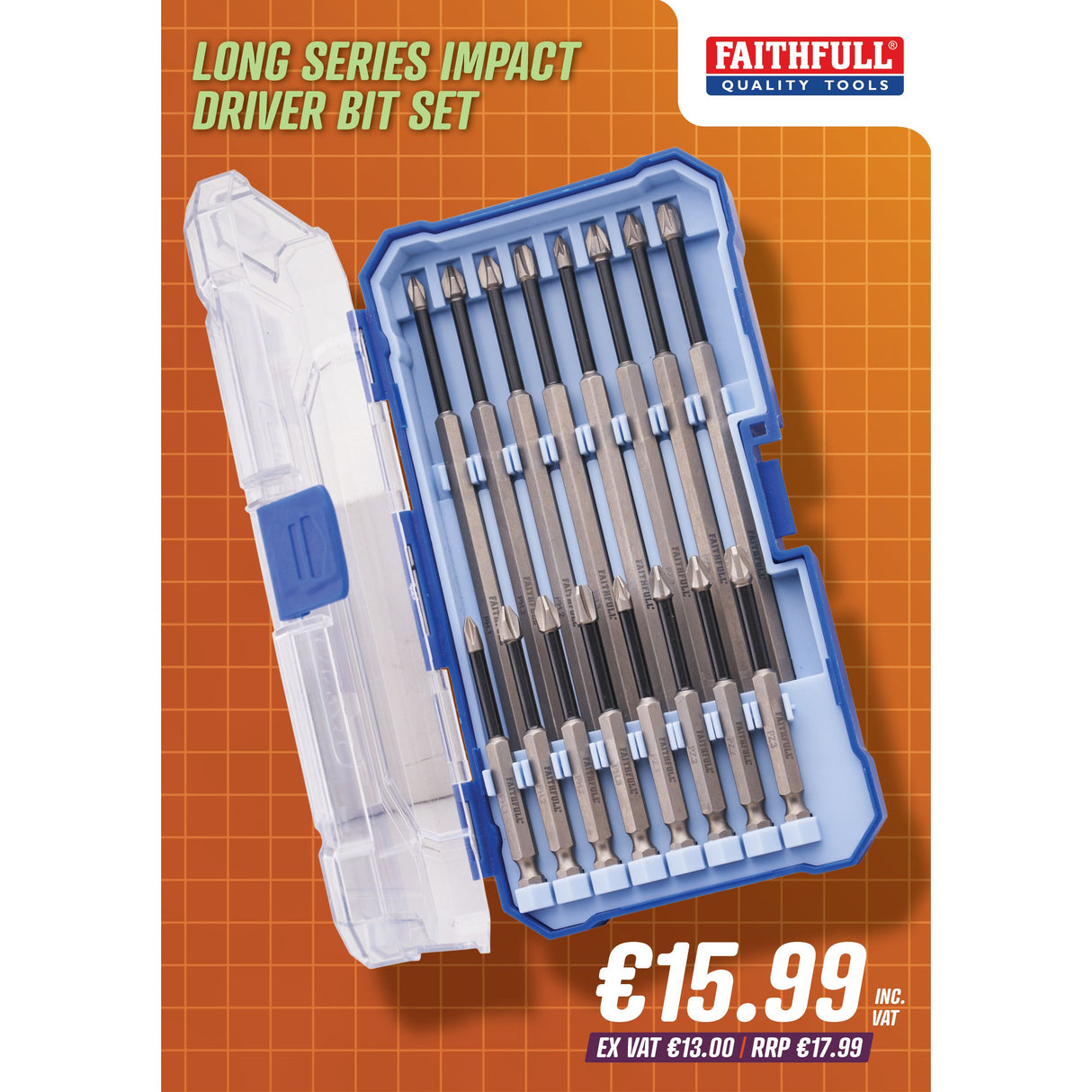 Faithfull Long Series Impact Driver Bit Set
