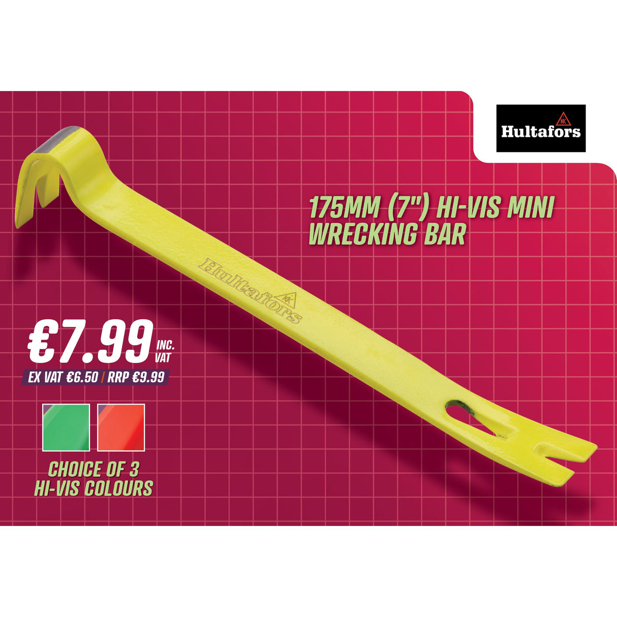 Hultafors 175mm (7") Hi-Vis Mini Wrecking Bar