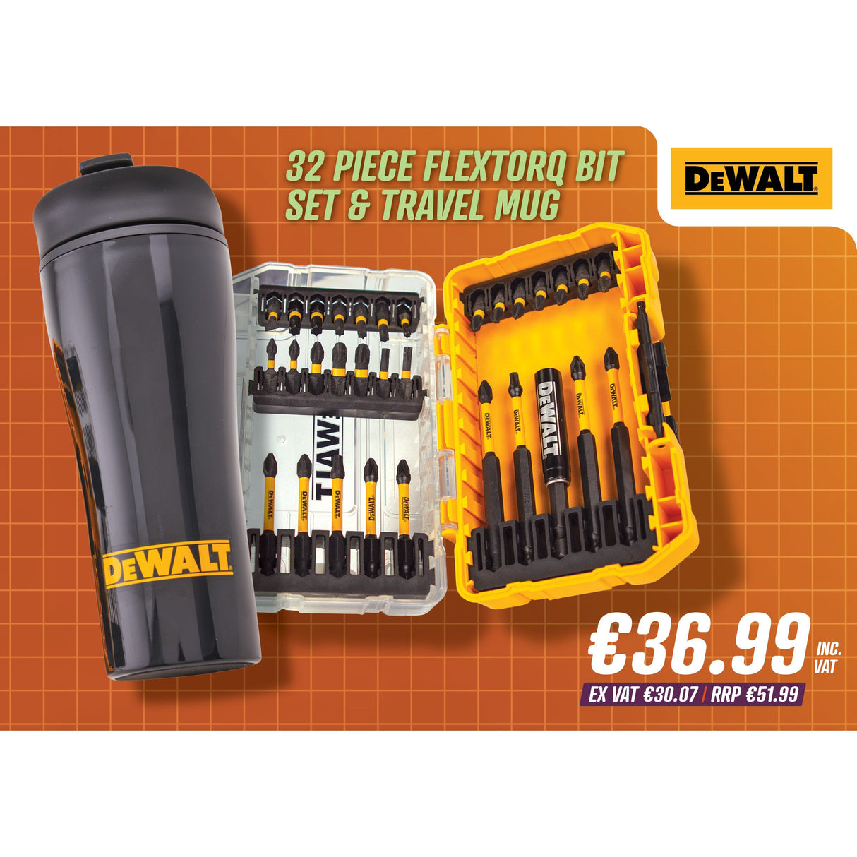 DeWalt 32 Piece FlexTorq Bit Set & Travel Mug