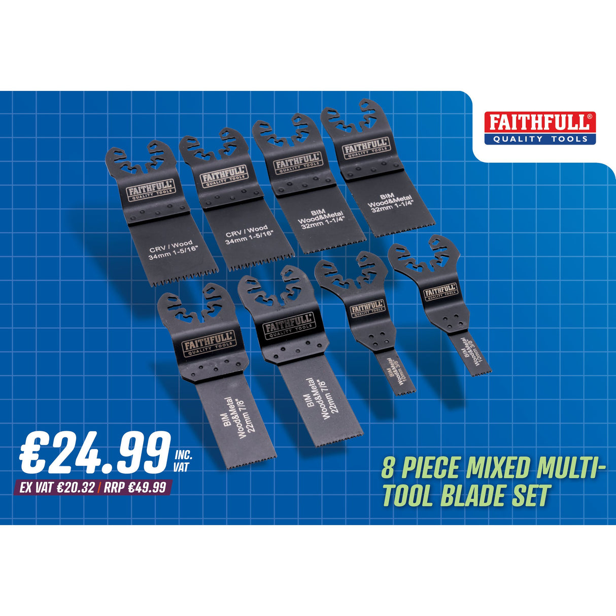 Faithfull 8 Piece Mixed Multi-Tool Blade Set