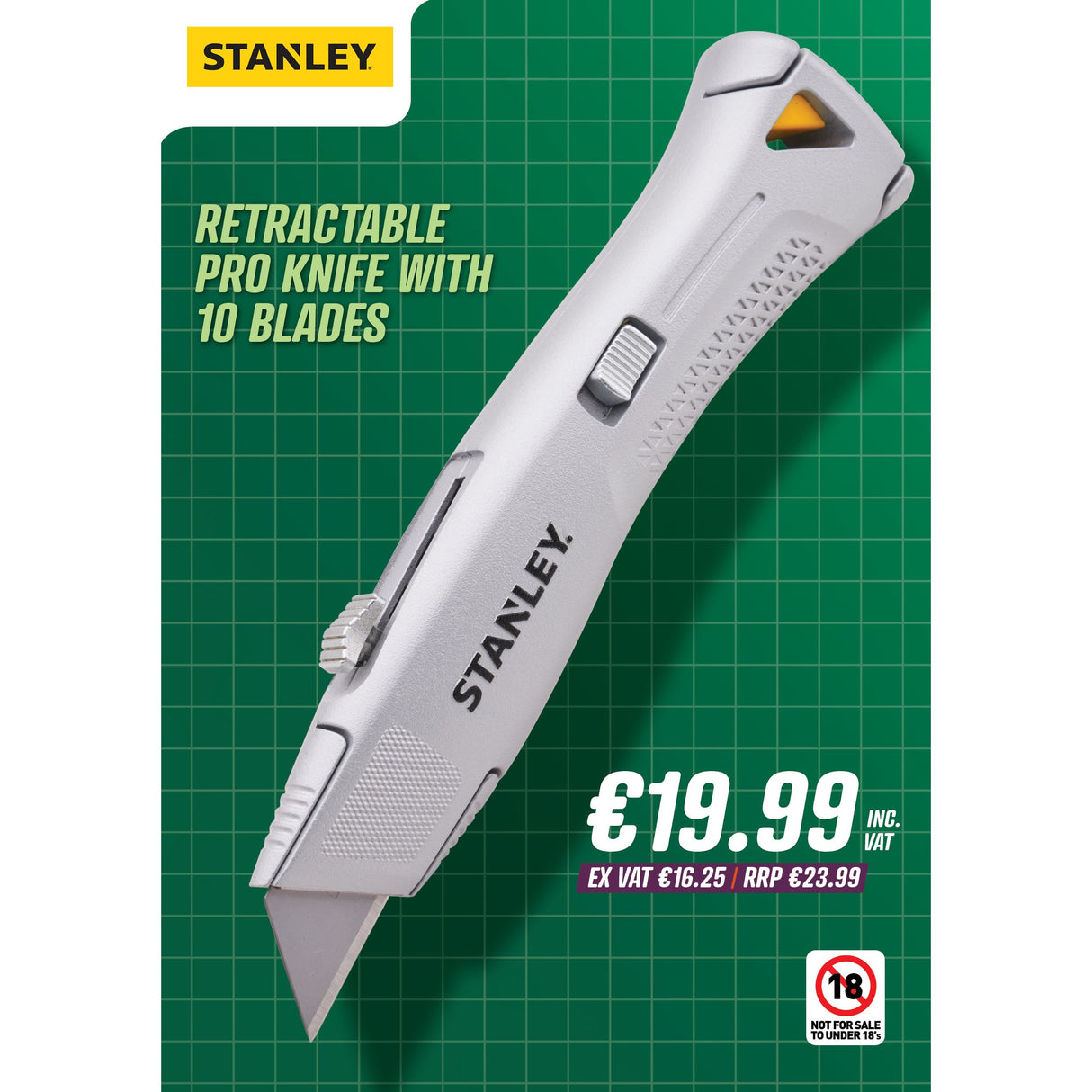 Stanley Retractable Pro Knife With 10 Blades
