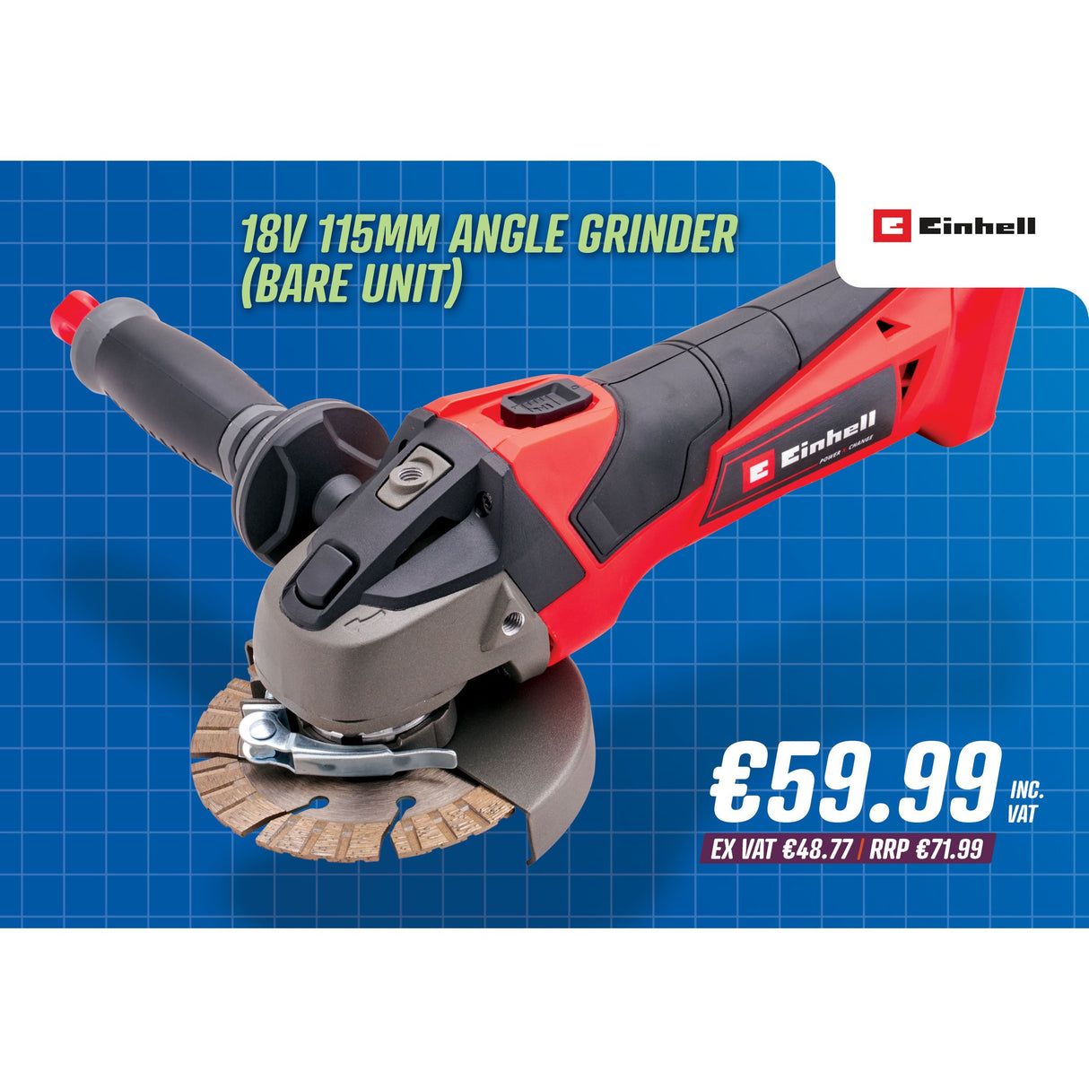 Einhell 18V 115mm Angle Grinder (Bare Unit)