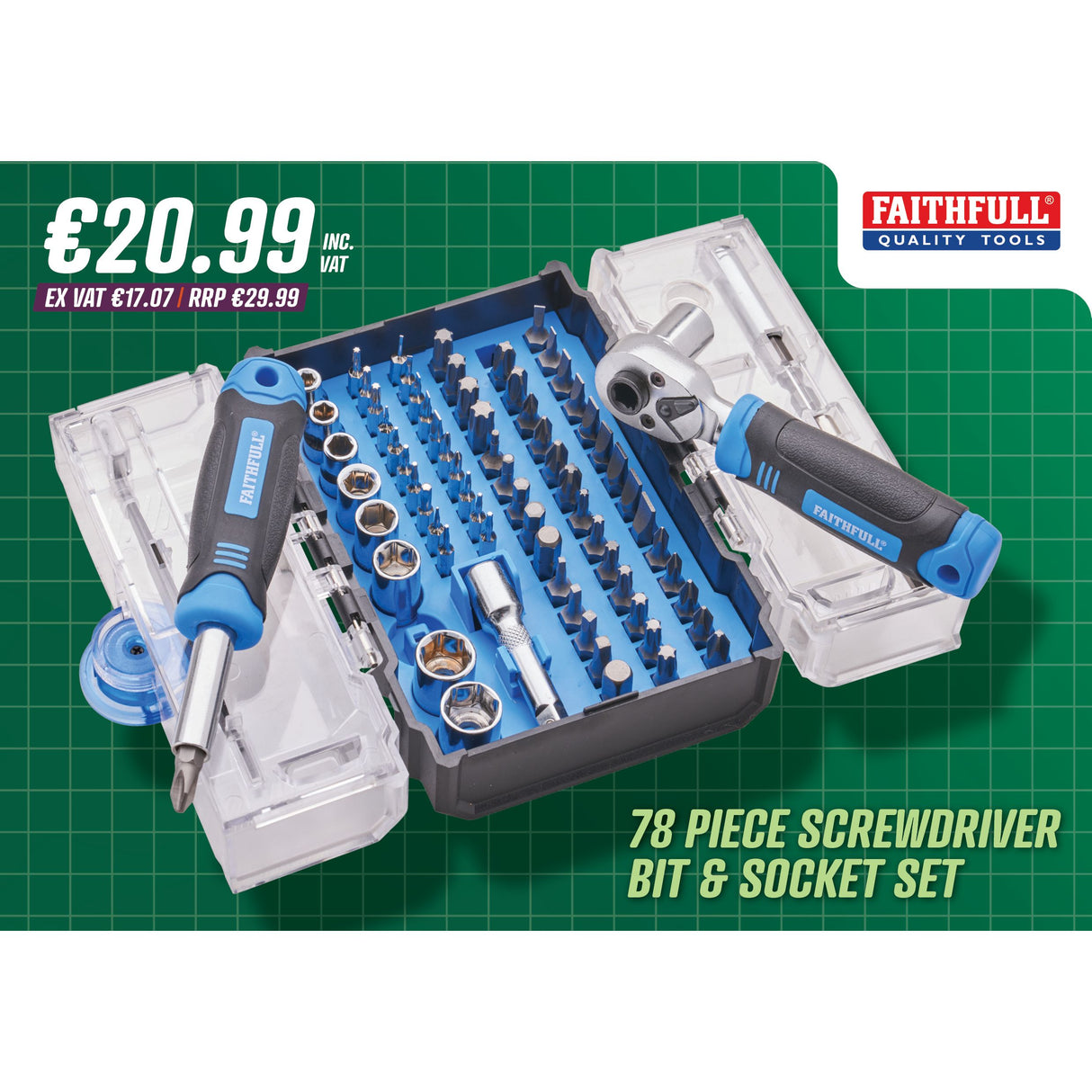 Faithfull 78 Piece Screwdriver Bit & Socket Set