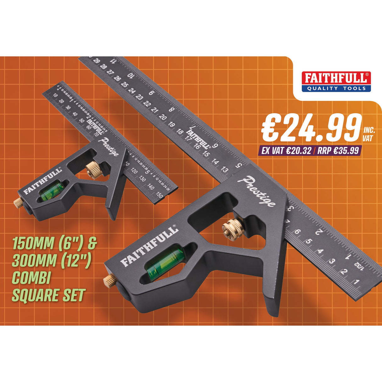 Faithfull 150mm (6") & 300mm (12") Combi Square Set