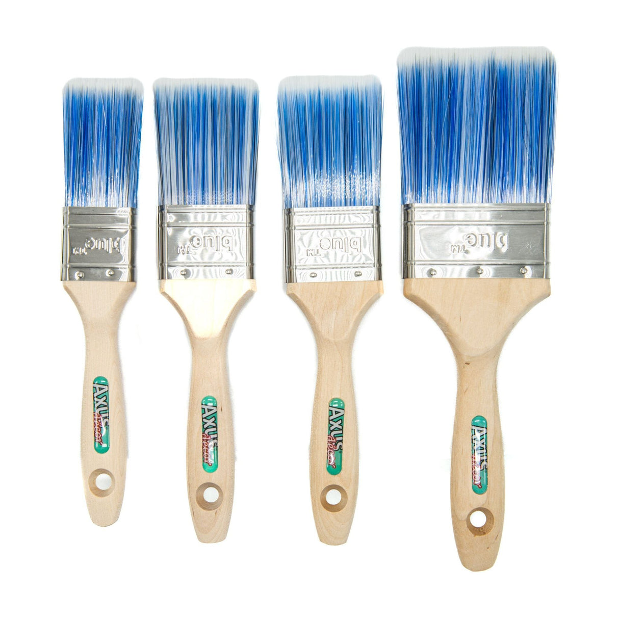 Axus Decor Blue Pro-Brush 4 Piece Paint Brush Set