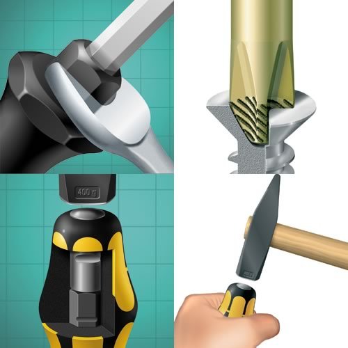 Wera 932/918/6 Screwdriver set Kraftform Wera: Chiseldriver and rack