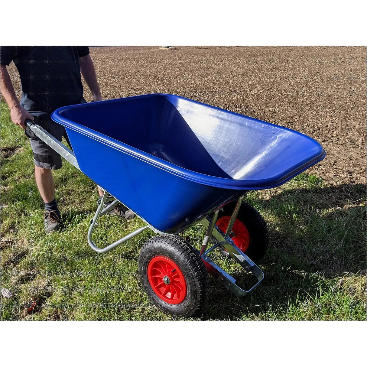 Buildworx 200L Twin Wheel PVC Wheelbarrow - Blue