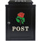 Manor Black with Red Rose Cast Aluminium Postbox