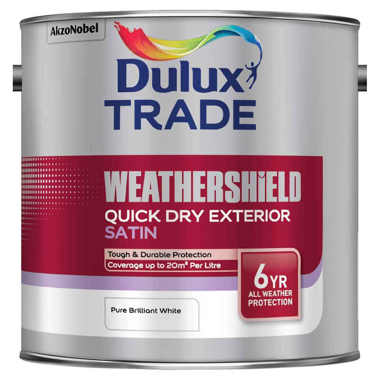 Dulux Satin Brilliant White Qd W/Shield 2.5L