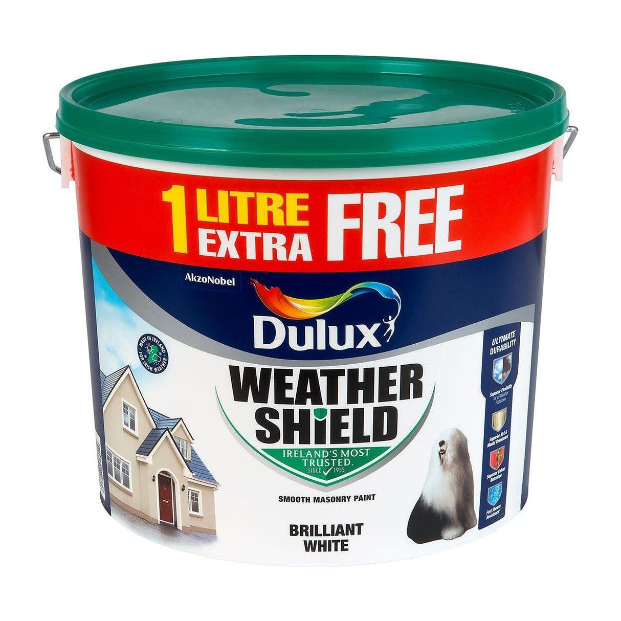 Dulux Weathershield Brilliant White Masonry Paint - 10L
