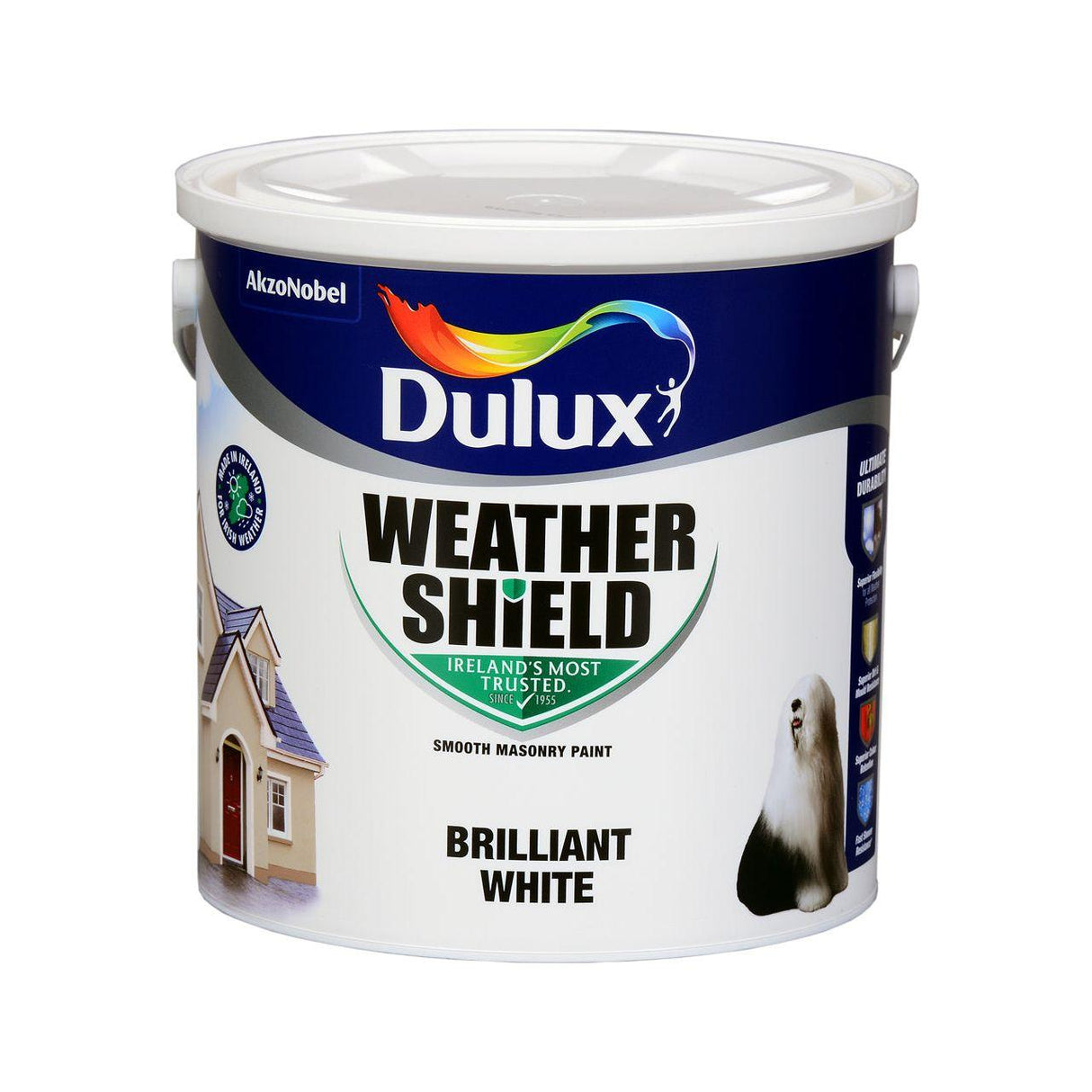 Dulux Weathershield Brilliant White Masonry Paint - 2.5L