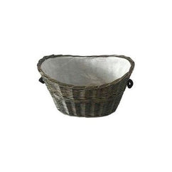 Home Collection Rope Oval Grey Willow Basket with Liner