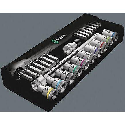 Wera 8100 SC 8 Zyklop Metal Ratchet Set with switch lever 1/2" drive - metric 28 pieces | TedJohnsons.com