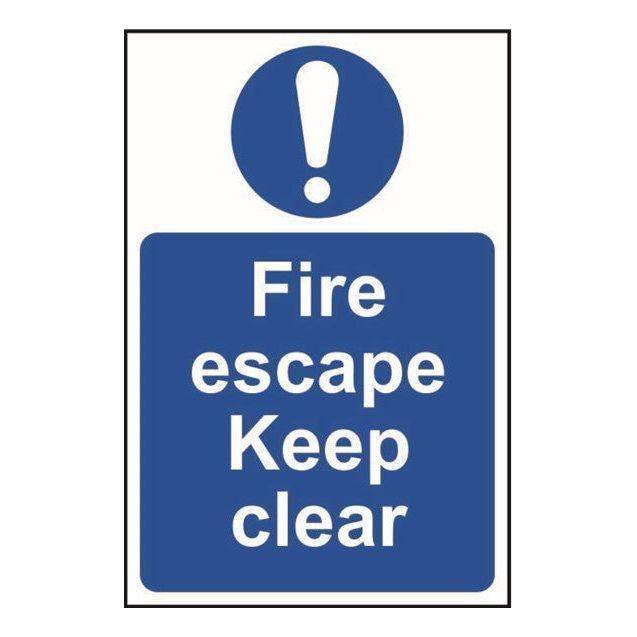Fire escape Keep clear Sign 200x300mm PVC
