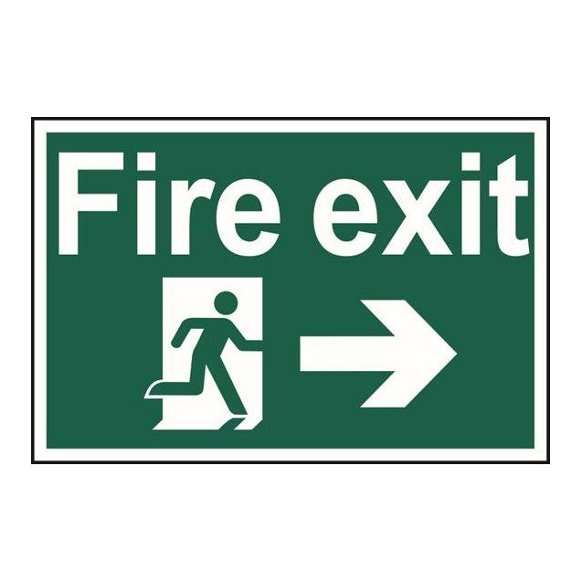 Fire exit running man arrow right Sign 200x300mm PVC