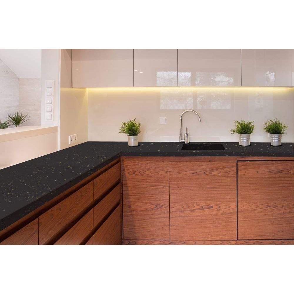 Kitcchen countertop painted with Beyond Paint Cabinet & Furniture Paint Licorice