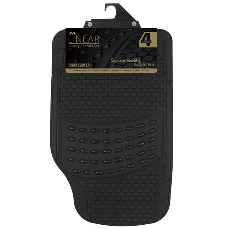 JVL Linear - Heavy Duty Universal Rubber Car Mat Set