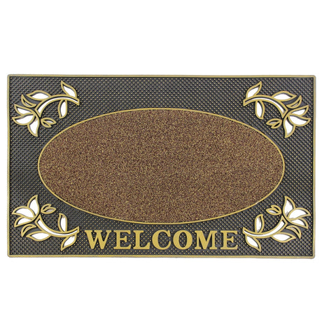 JVL Gold Welcome Scraper Doormat 45x75cm