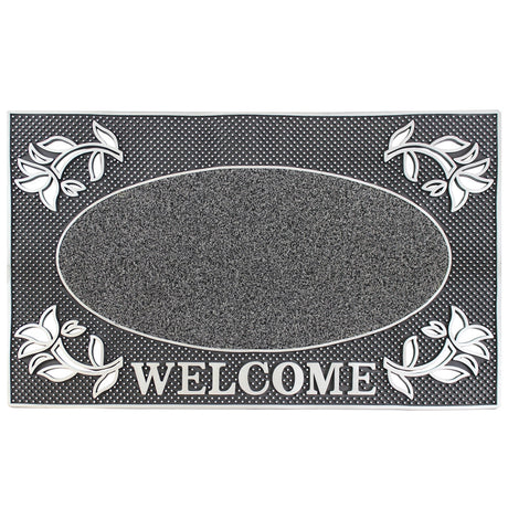 JVL Silver Welcome Scraper Doormat 45x75cm