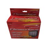 A red retail box for a 6-inch rectangular work lamp by 247 Lighting, shown on a plain white background. The packaging features white and yellow text and a small product photo of the lamp on the front.
247 Lighting LED Rectangular Work Lamp | 6 Inch | 18W | 12-24V