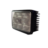 A rectangular automotive light fixture with a black housing, ribbed clear lens, and a black finned side mount, shown on a plain white background.
247 Lighting LED Rectangular Work Lamp | 6 Inch | 18W | 12-24V