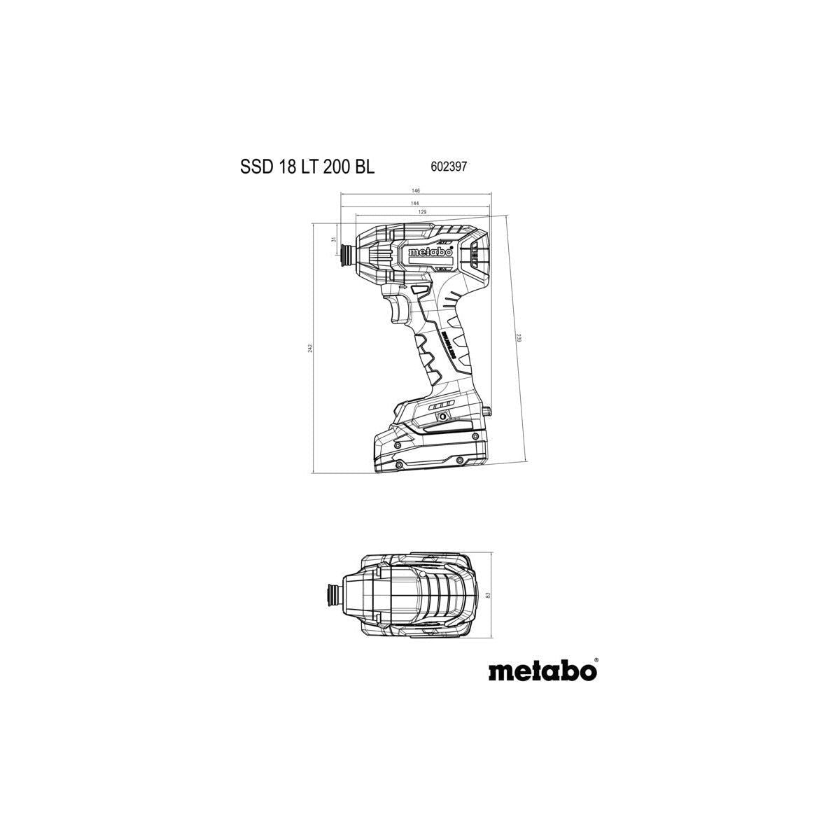 Metabo Cordless Impact Driver SSD 18 LT 200 BL 18V Body Only in MetaBOX Case