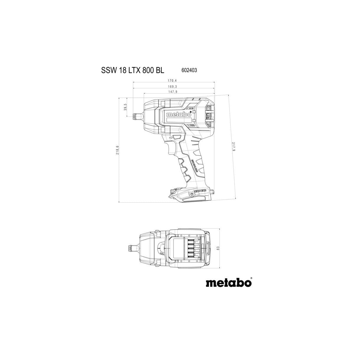 Metabo Cordless Impact Wrench SSW 18 LTX 800 BL 18V Body Only in MetaBOX Case