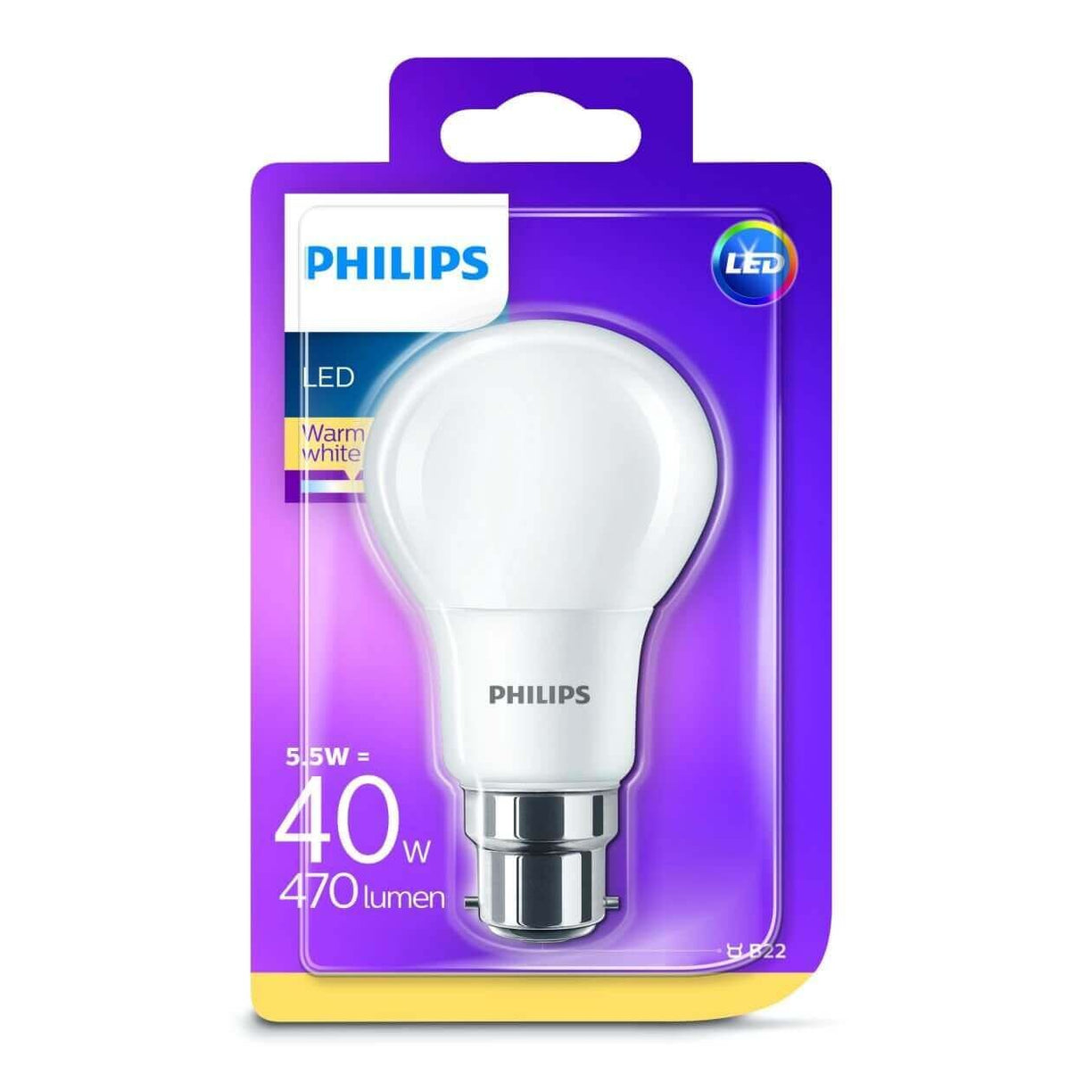 Philips LED Bulb 40W B22 470 Lumen in Warm White | Pack of 3