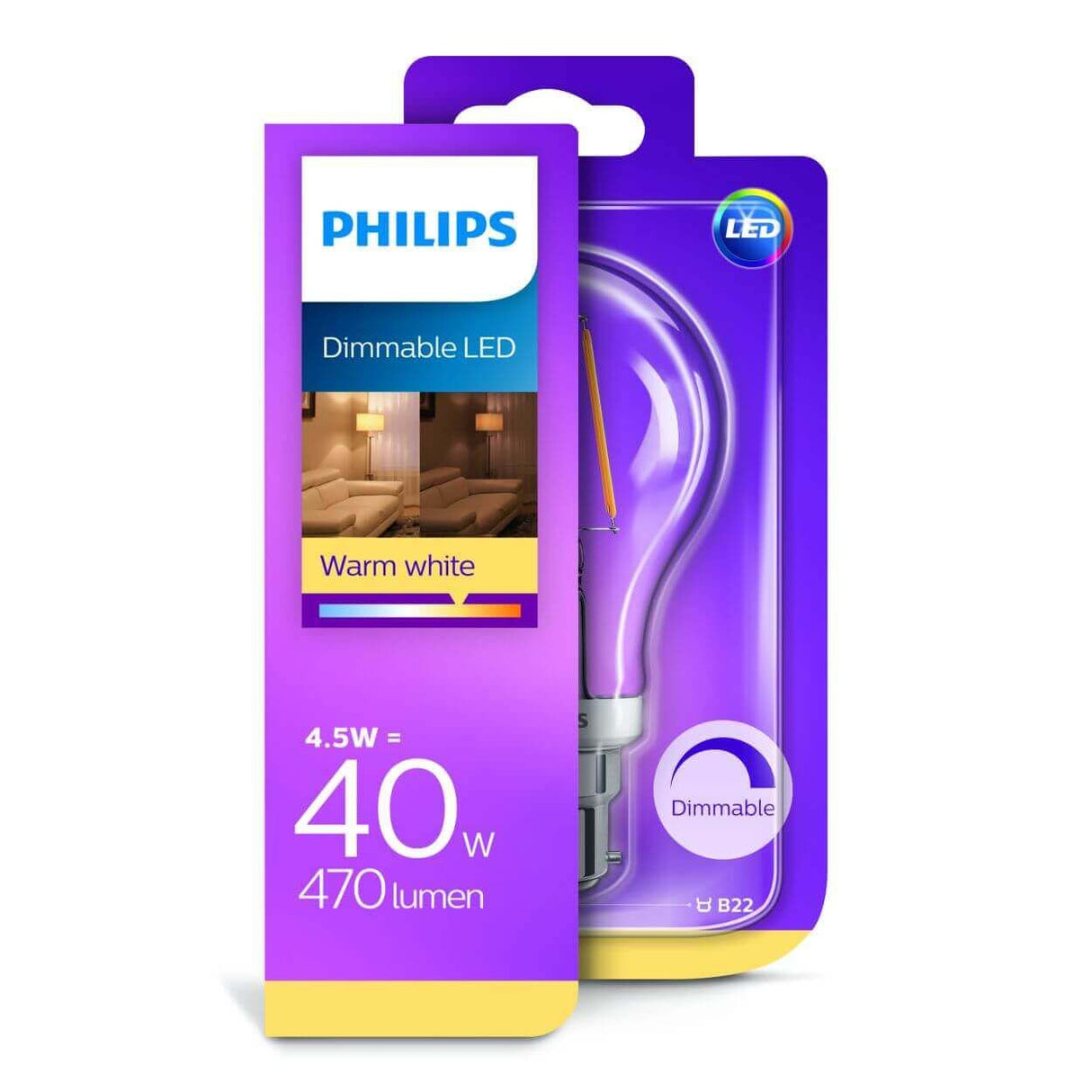 Philips LED Candle Bulb 40W B22 – 470 Lumen | Warm White