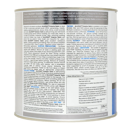 Zinsser AllCoat Exterior Stain White | 2.5 Litre