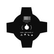 Black silhouette of a product packaging with a barcode and text on a white background
Ama 4 Teeth Steel Blade – 230mm
